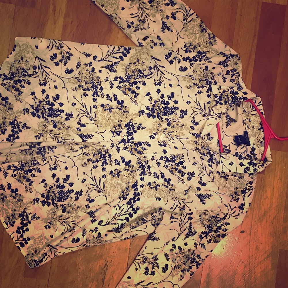Black and White Floral Ann Taylor Blouse